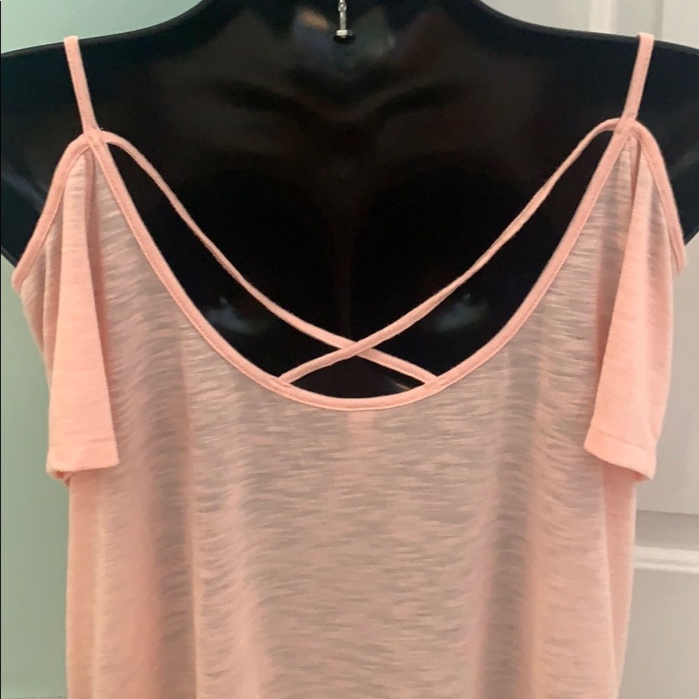 Juniors Mudd Light Pink Cold Shoulder Blouse - Picture 2 of 3
